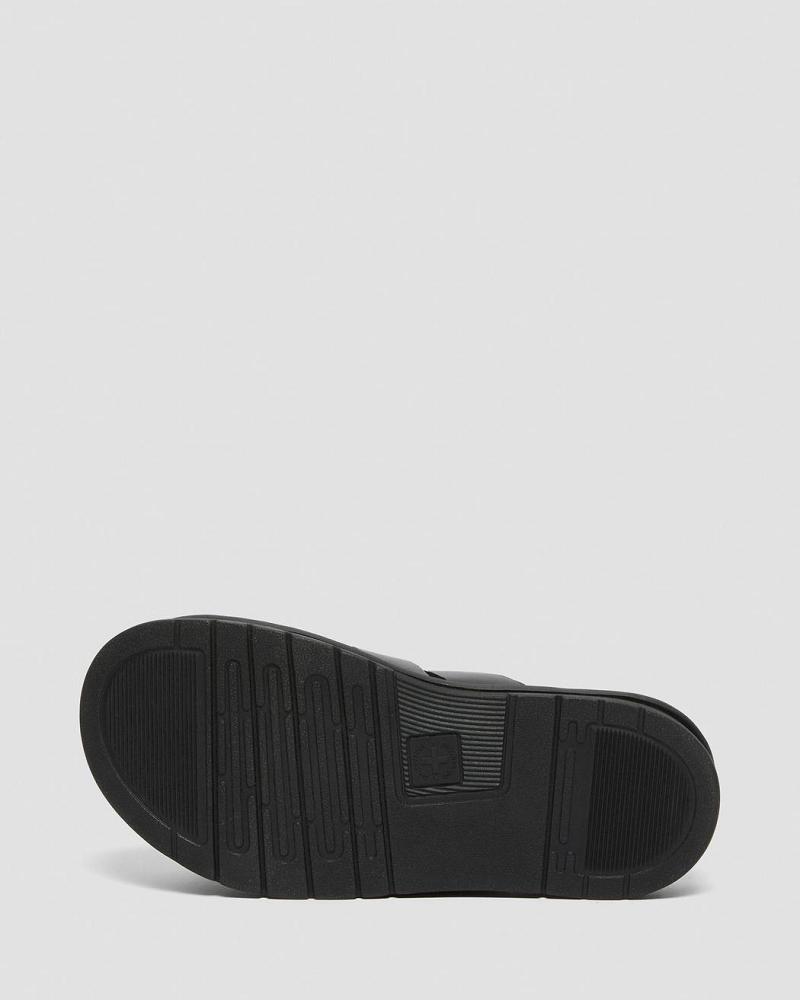 Black Women's Dr Martens Tate Leather Slide Sandals | CA 322EBC